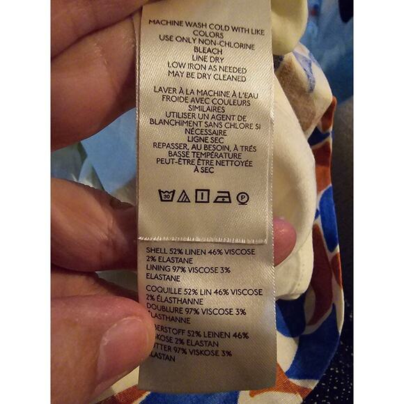 NWT Anthropologie Ophelia Sleeveless Linen Slim Mini Dress Maeve Size 12 Blue - Picture 13 of 14